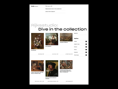 RIJKSmuseum Collection Page collection museum museum of art ui ux web webdesign