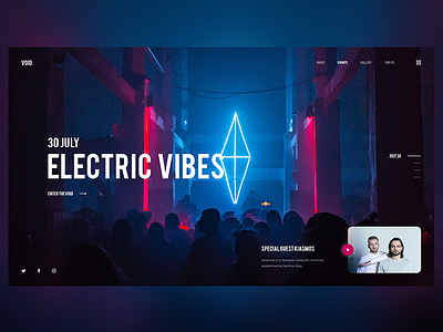 VOID events landing music neon ux