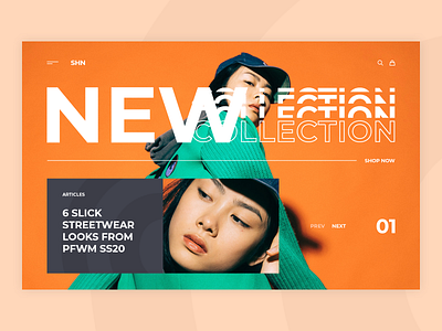 SHN clothing e commerce fashion landing news ui ux