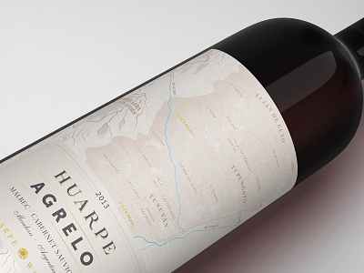 Huarpe Terroir - Wine Label bottle design label map packaging wine winery