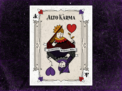 Alto Karma Poster band card design heart illustration karma music poster queen queen of hearts texture vintage