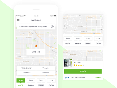 Wipehero - Car Wash Booking App app car wash clean concept design product typography ui ux