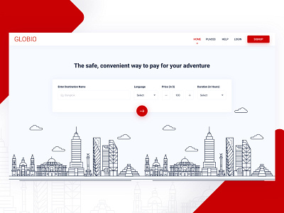 Landing Page clean illustration search travel ui ux