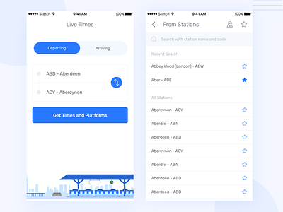 Train Schedule App app design freelance illustration product search search results time trains travel typography ui ux