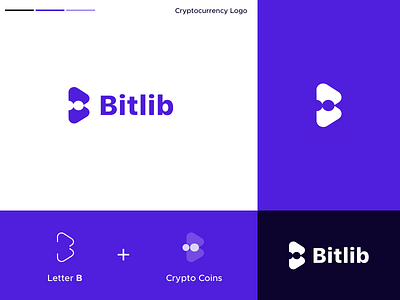 Bitlib Logo Concept art blue branding crypto currency design flat icon library logo logo design minimal typogaphy vector