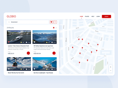 Tour Explorer clean design flat map minimal product search tourist travel travel app typography ui ux web