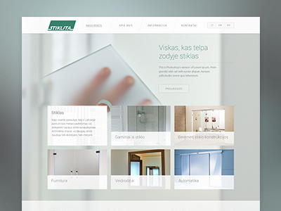 Web design for glass and mirror product makers clean glass light minimal picture background web design