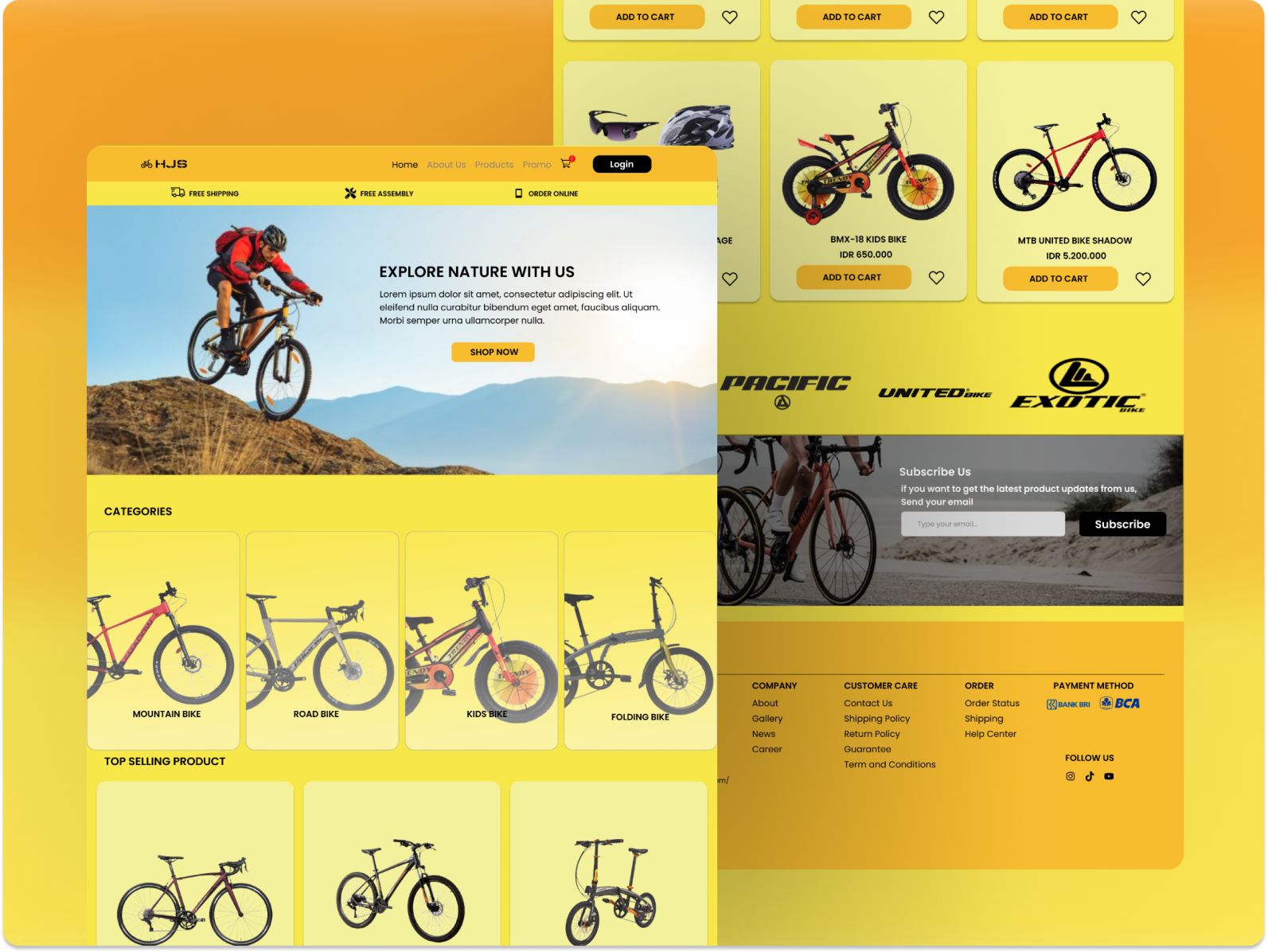 Bicycle Shop Landing Page by Rachman Halim on Dribbble