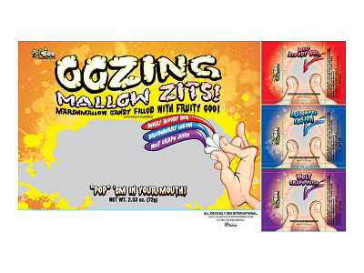Oozing Mallow Zits! candy gross halloween illustrator jelly filled marshmallow packaging