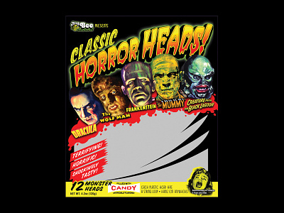 Classic Horror Heads candy dracula frankensein halloween horror illustrator movies
