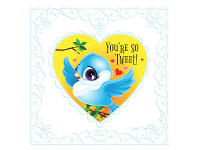 Valentine Bird bird card chirp cute doily greeting heart lace tweet valentines