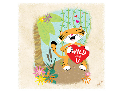 Wildin' greetings heart kitschy love retro sweet tiger valentinecard valentines