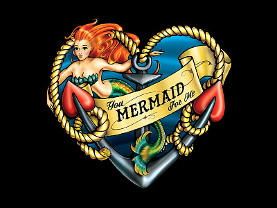 Mermaid & Anchor anchor love mermaid nautical oldschool photoshop rope sea tattoo valentines