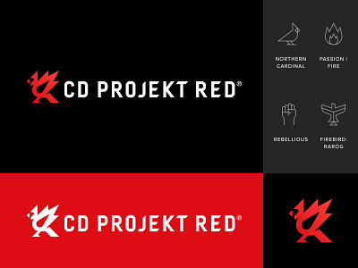 CD PROJEKT RED Rebranding bird bird logo branding cardinal cd projekt red firebird logo logotype mark northern cardinal rebrand rebranding witcher