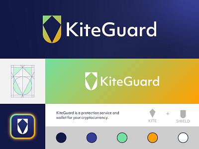 KiteGuard app bitcoin branding crypto cryptocurrency ether finance fintech kite logo wallet