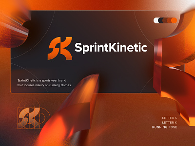 SprintKinetic 3d apparel athletic branding clothing logo logodesign mark monogram orange sport sprint symbol