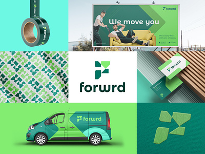 forwrd – brand identity applications arrow brand brand identity branding eco ecofriendly f letter f logo green logo logomark mark visual identity