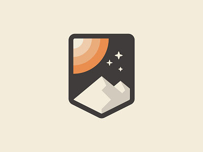 Mountainview badge draplin flatdesign landscape mountain night