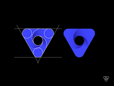Vortex branding design gradient grid logo mark negative space shield triangle v vortex
