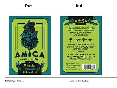 Amica Green Tea identity illustration package mockup packagedesign