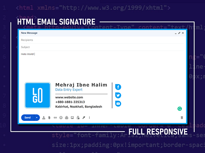 Clickable Html Email Signature-4 clickable signature data entry email signature email signature html gmail signature graphic design html email signature responsive email signature