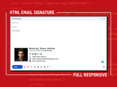 Clickable Html Email Signature-5 clickable signature data entry design email signature gmail signature graphic design html email signature responsive email signature responsive signature
