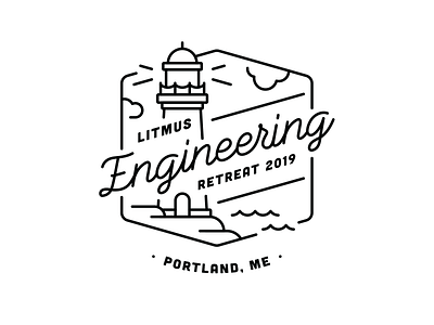 Throwback Thursday - Engineering Retreat 2019 badge clouds engineering lighthouse maine portland retreat swag t shirt tee tshirt waves