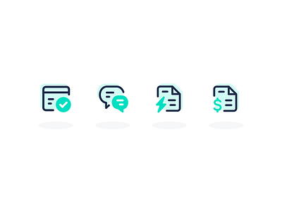 4 Micro Icons credit document fast help iconography line icon loan money talking teal