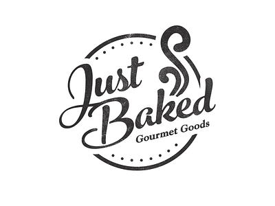 Just Baked Logo badge bakery black and white brand gourmet graveyard identity logo seal vintage