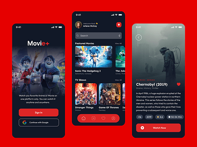 Movie+ Streaming App app design movie streaming ui ux