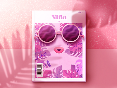 Girl girl glasses illustration pink plant summer vector