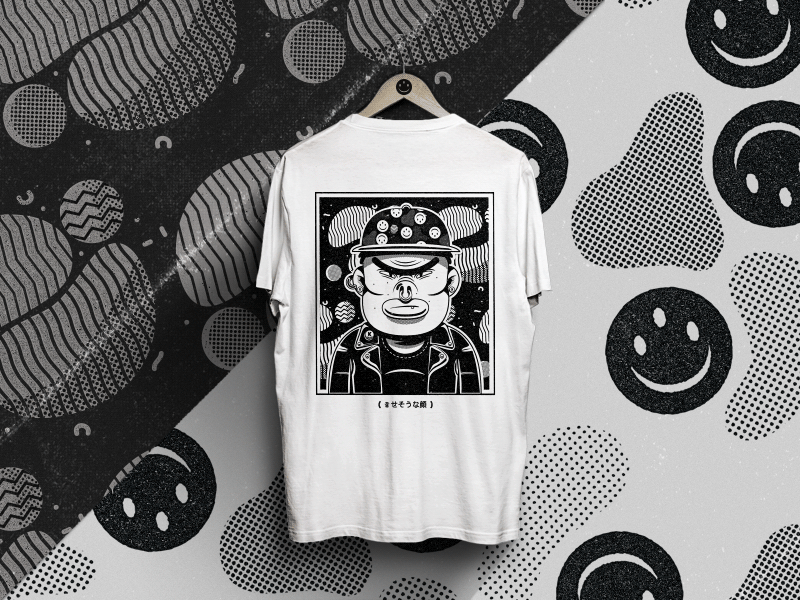 Happy Face :) tee black happy face illustration japanese kawaii vector white