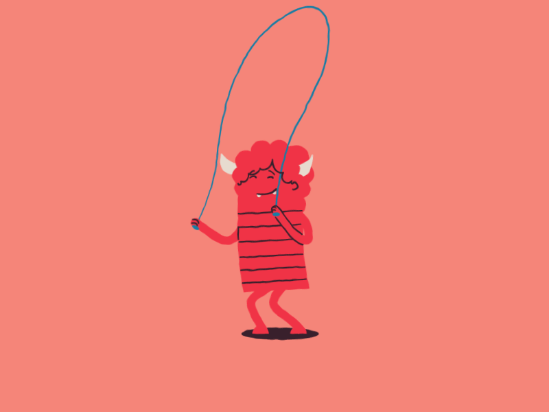 Jump Rope animation illustration monster vector