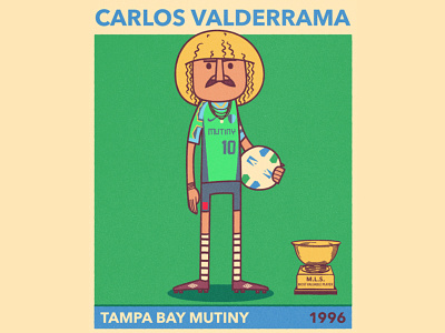 Carlos Valderrama caricature football futbol illustration mls portrait soccer vector