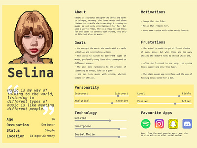 User Persona for Music Streaming app design design research graphic design illustration persona research ui user persona user research ux ux research vector