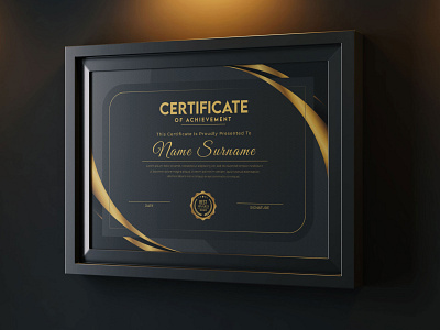 Golden Dark Black Luxury Certificate Template