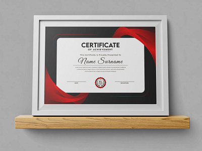 Red And Black Luxury Certificate Template simple