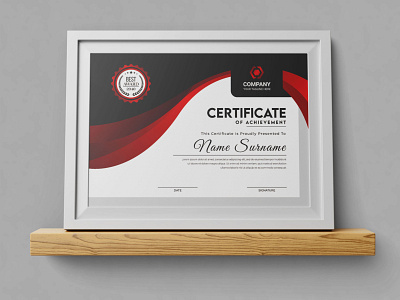 Red And Black Certificate Of Achievement Template simple