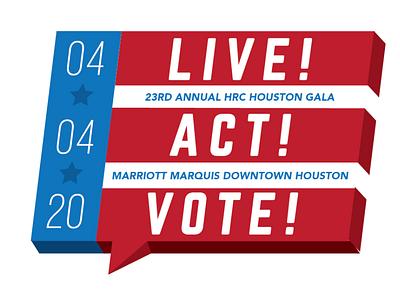 HRC Houston 2020 Gala logo blue branding equality flag houston lgbt lgbtq logo red texas white