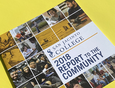 Report to the Community annual report blue college community college editorial design gold houston layout