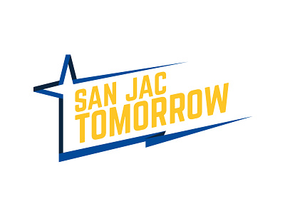 San Jac Tomorrow logo option blue branding college community college gold houston illustrator logo texas typography vector