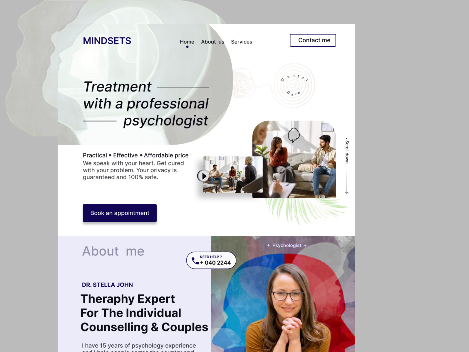 Mindestes Psychologist website by thirumalesh avula on Dribbble