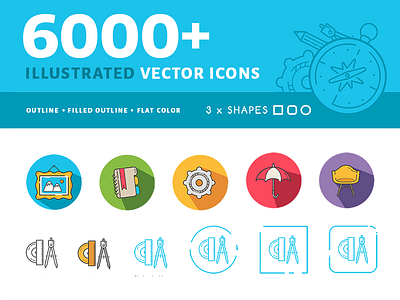 60 000+ Illustrated Vector Icons app basic flat free freebie gui icons illustrator vector web