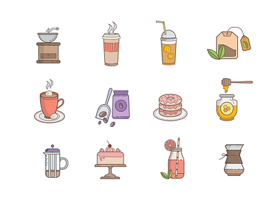 Coffeeshop Icons bean cake coffee coffeeshop donut drink honey icon icons