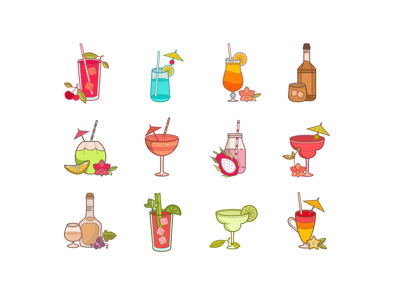 Drinks Icons by Agata Krych on Dribbble