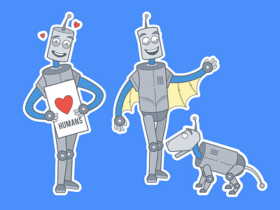 Robot and his dog ai android animal dog humans machine robot