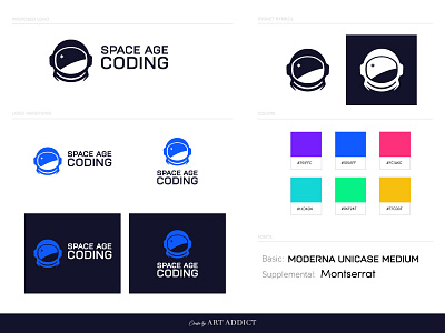 Space Age Coding Brand branding code design flat icon illustration logo space spaceman typography ui vector