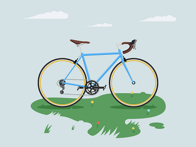 Cycling in spring bike grassland spring wind