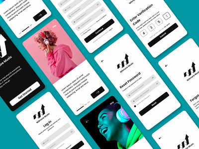 LOGIN/SIGNUP SCREEN FOR WILMORE MUSIC APP app app design app development branding design graohics graphic design illustration logo motion graphics music portfolio ui ux