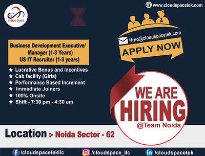 Cloud Space is Hiring animation cloudspace graphic design hiring job noida ui